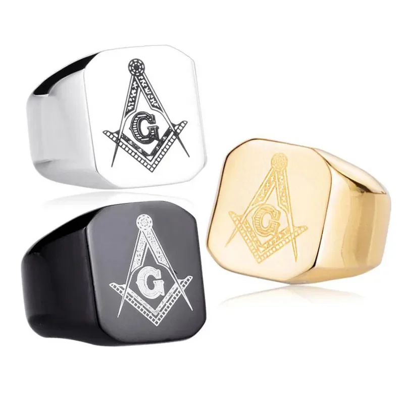 Stainless Steel Masonic Ring for Men, Master Masonic Signet Ring, Free Mason Ring Jewelry