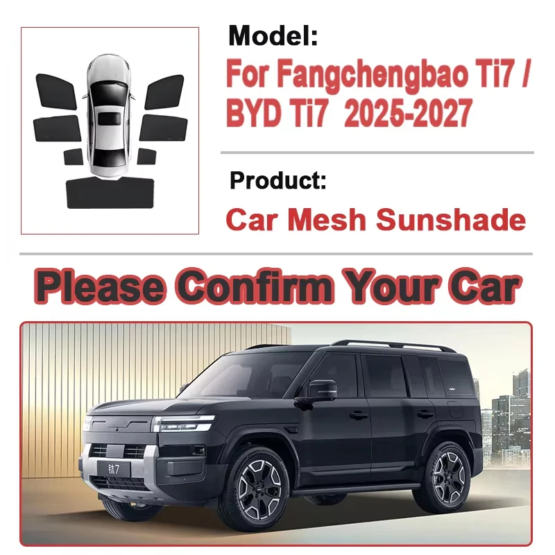 Car Mesh Sunshade For BYD Ti7 Fangchengbao Ti 7 Titanium 7 Accessories 2025 2026 2027 Auto Sunshades Sun Visors Summer Anti-UV