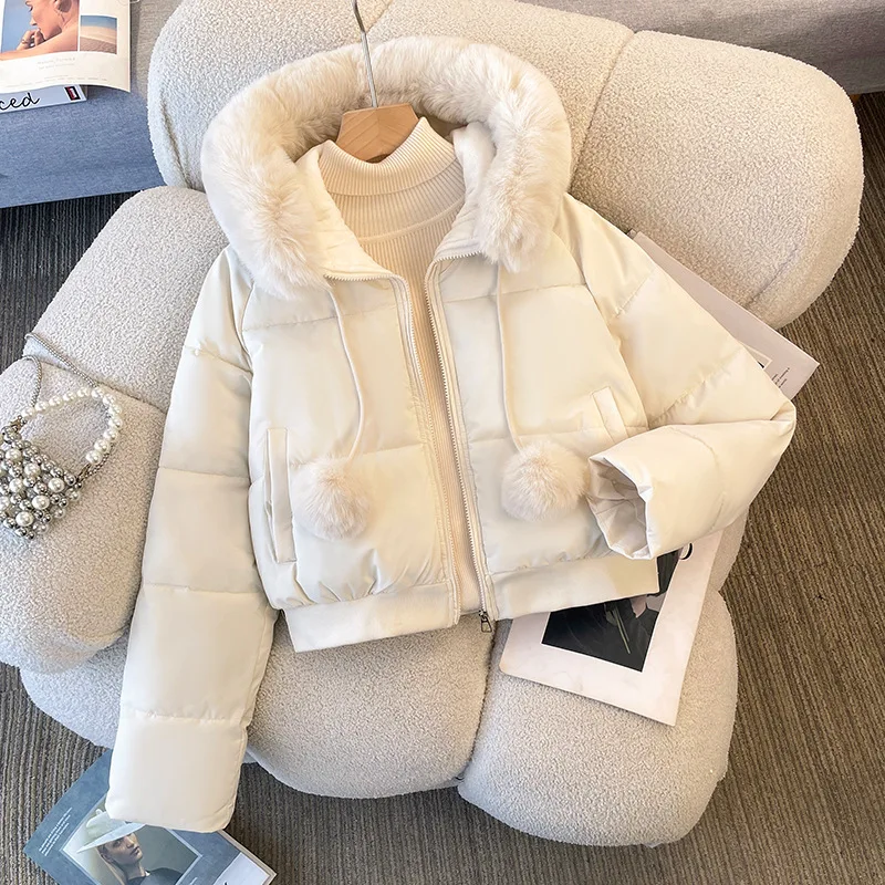 

Новая зимняя пуховая одежда с хлопковой подкладкой, женская короткая маленькая утолщенная одежда с хлопковой подкладкой, модная теплая пуховая куртка с капюшоном