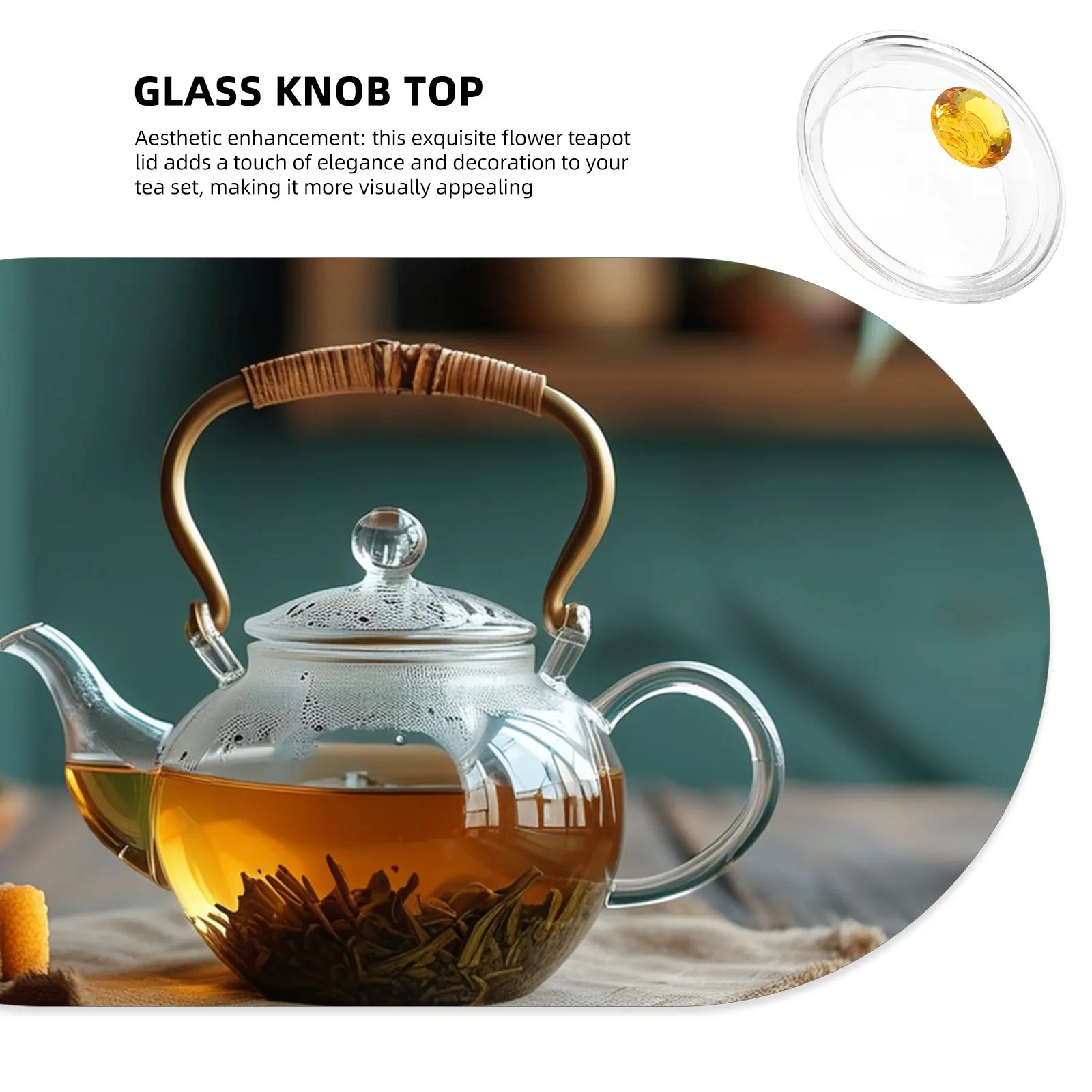 Replacement Glass Teapot Lid Transparent Tight Seal for Tea Steeping Observation Elegant Decorative Pot Lid Knob Cap Accessories