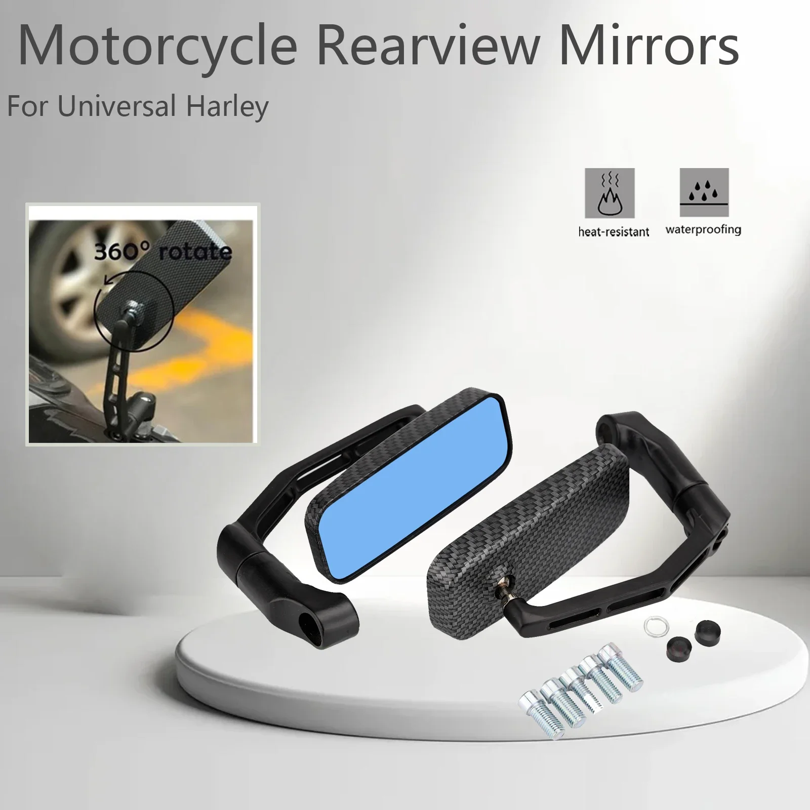 

NEW 8mm 10mm Universal Motorcycle Rearview Mirror Anti-glaring Square Rearview Reverse Side Mirror For Harley Scooter Accessorie