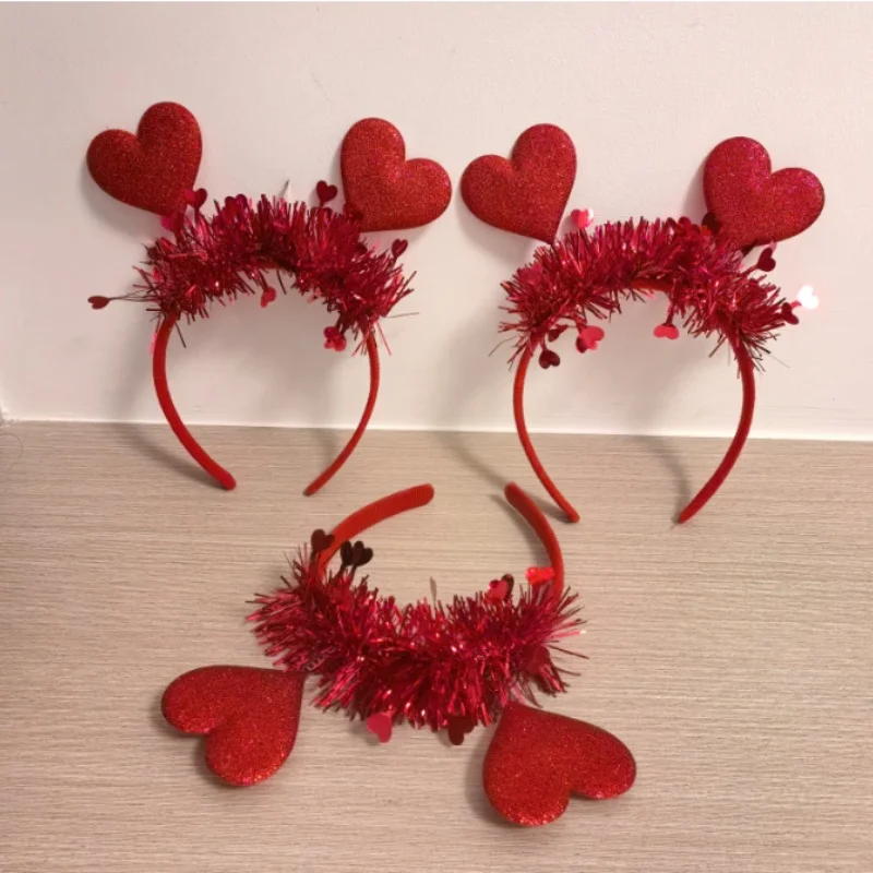 Heart Headband Valentines Day Hairband Party Red Shaped Hoops Love Band Cupid Accessories Wedding Headwear Party Supplies