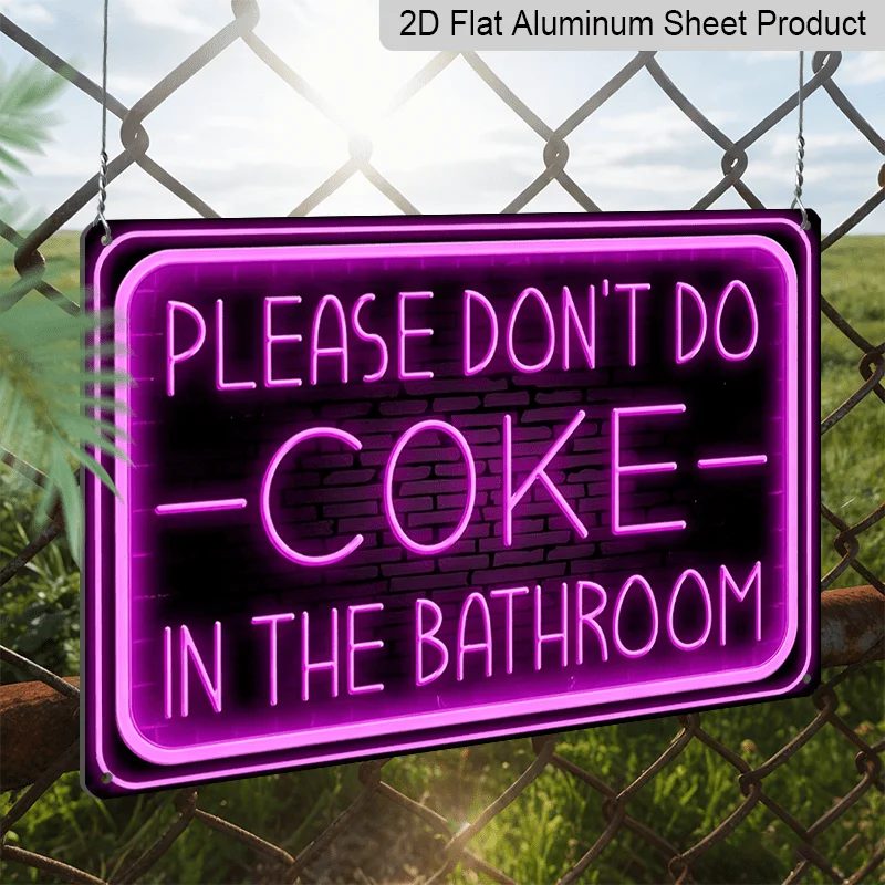 2D Flat Pink Neon Style Funny Bathroom Sign 