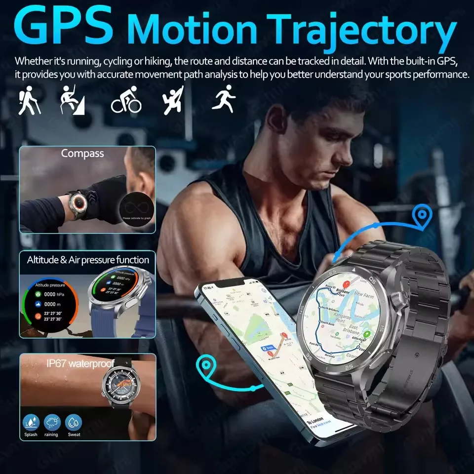 Para oppo relógio x2 relógio inteligente masculino gps pista bússola altímetro 360*360 hd tela amoled bluetooth chamada ip68 à prova dip68 água smartwatch