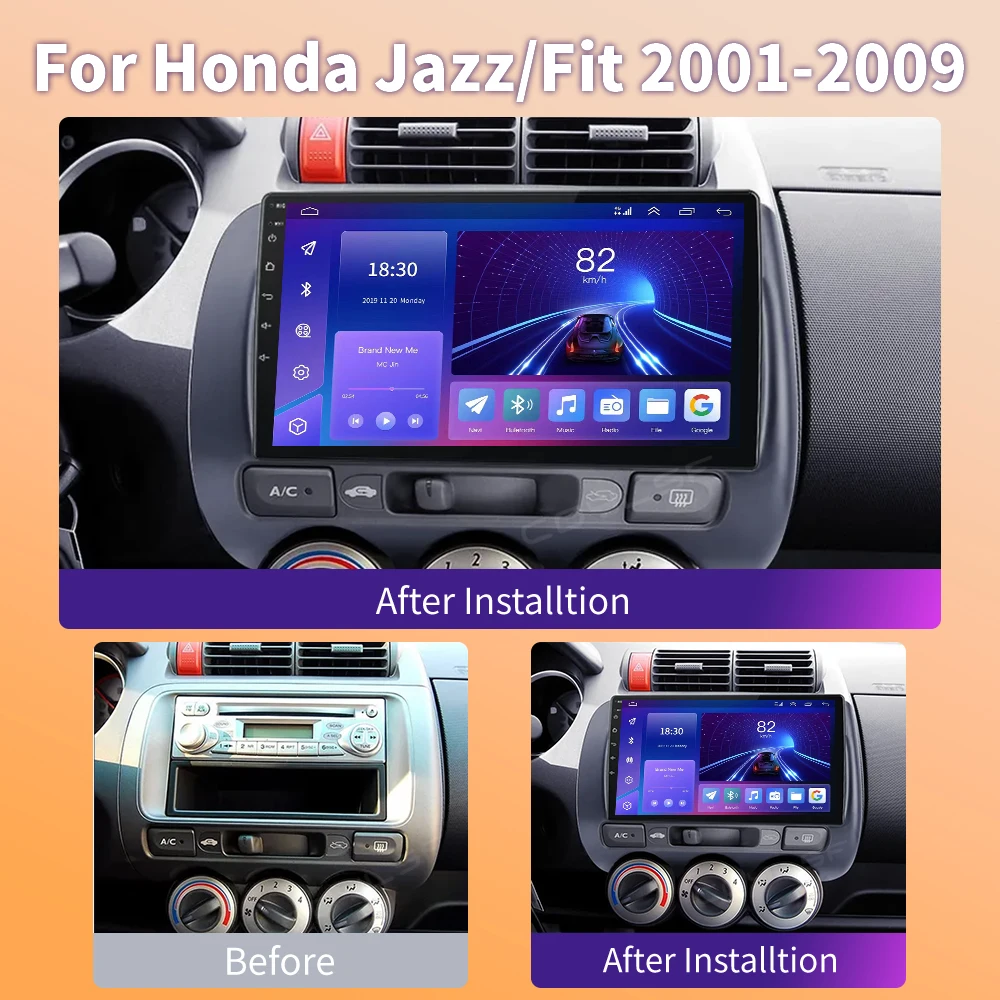 Android For Honda Jazz GD 2001 - 2008 Fit 2001-2009 Car Auto Apple Carplay Radio Multimedia Automotive GPS Display Head Unit