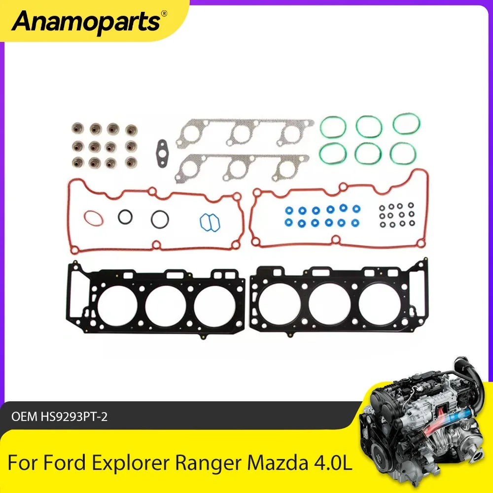 Комплект прокладок головки двигателя подходит для Ford Explorer Ranger Mazda Mountaineer B4000 Mercury 4.0L VIN E K 00-03 HS9293PT-2 Комплект прокладок головки двигателя подходит для Ford Explorer Ranger Mazda Mountaineer B4000 Mercury 4.0L VIN E K 00-03 HS9293PT-2