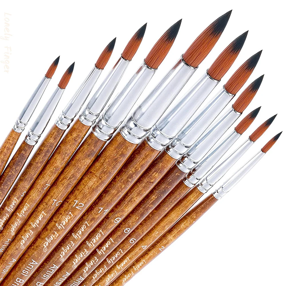 Premium 12-Piece Artist Paint Brush Set - Ultra-Durable Nylon Bristles for Acrylic, Watercolor, Oil & Body Painting