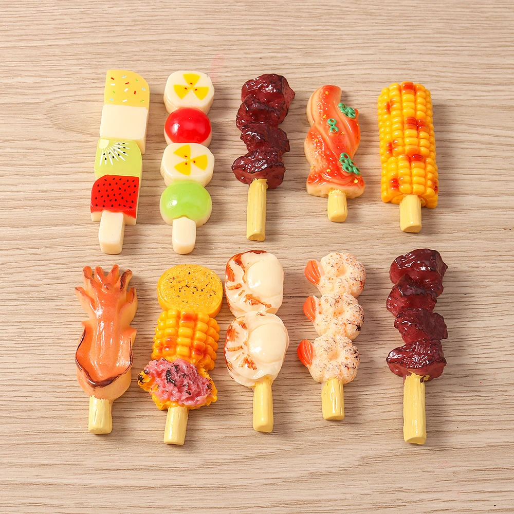 

Tusember 4pcs Cute Snack Barbecue Charms Resin Grilled Squid Corn Meat for Jewelry Making Earrings Simulation Food Kids Toys