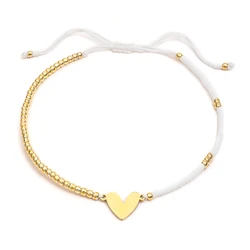 ZMZY Romantic Heart Beaded Bracelet for Women Fashion White Braided Rope Miyuki Bracelet Friendship Jewelry Gift