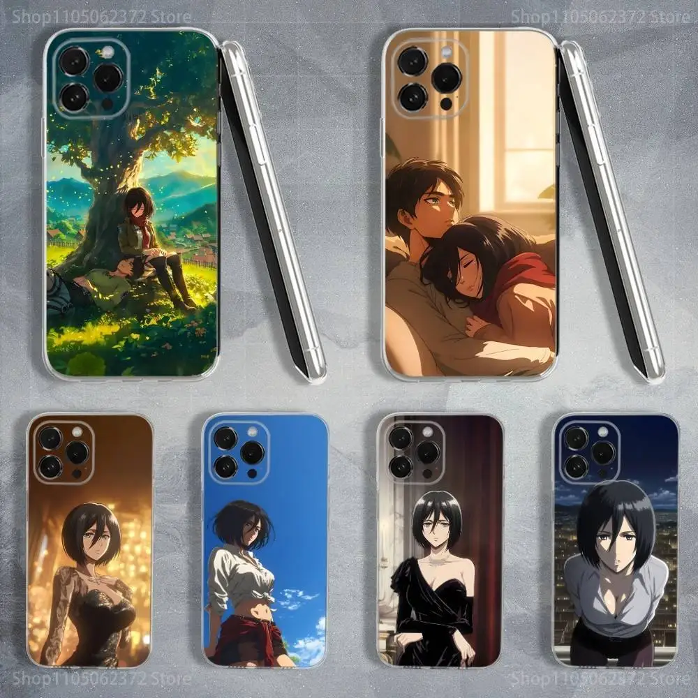 

A-Attack ON T-TITAN M-Mikasa Phone Case For iPhone 16,15,14,13,12,11 Pro,Max,Plus,X,XS,XR,SE,Mini Transparent Soft Cover