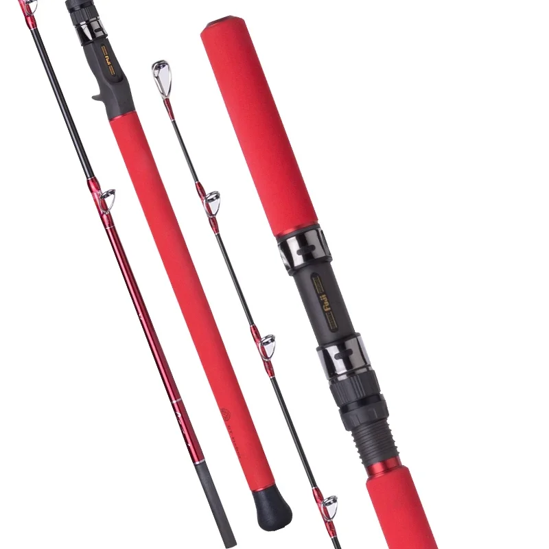 GT Series RLJ 1.85m 1.5sections Spinning Rod Full Solid 80g-300g Carbon Material RED LIGHT GENERAL JIGGING Saltwater