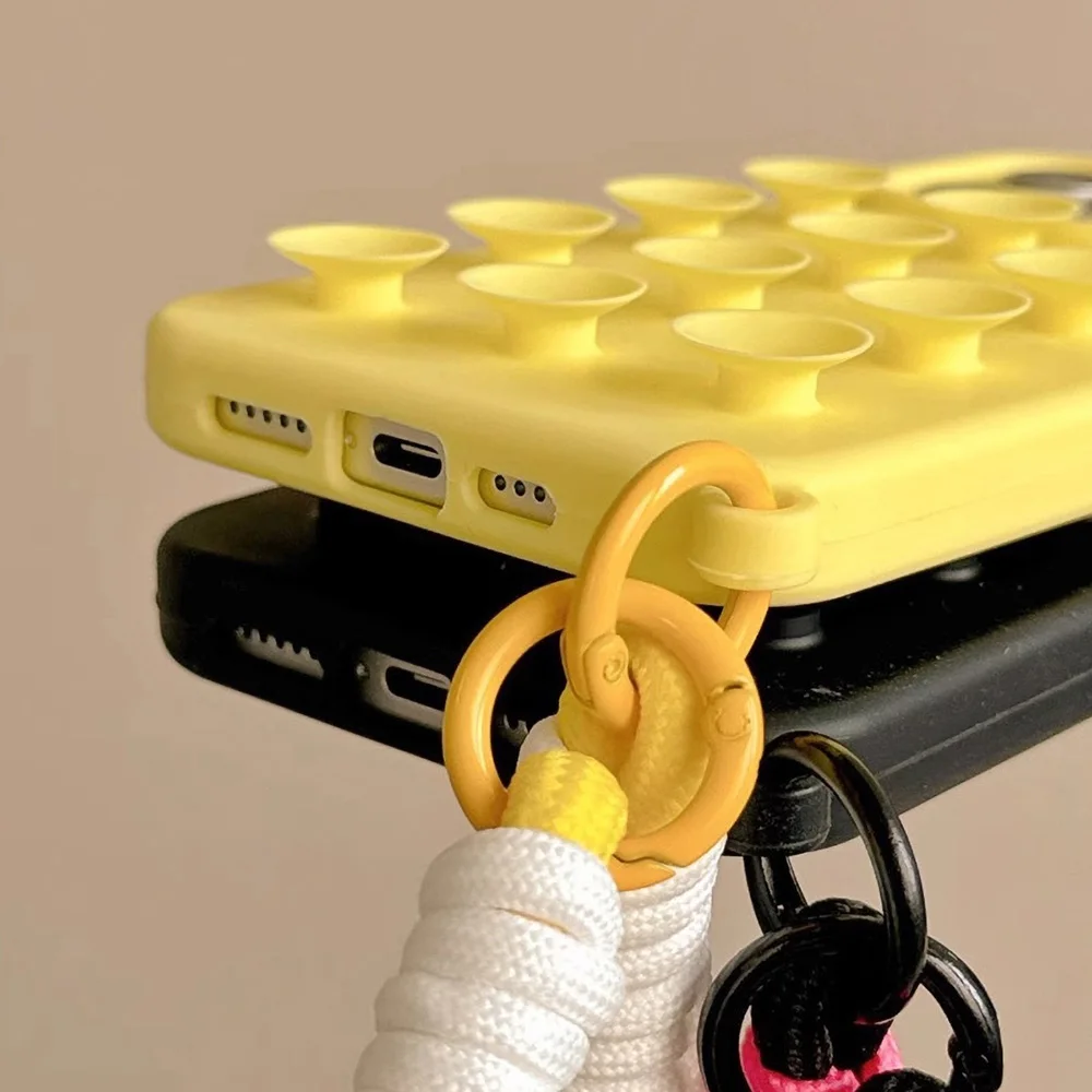 Phone Case For iPhone 13 15 16 17 Pro Max iPhone 14 11 12 13 Pro XR Luxury Suction Cup Candy With Wrist Strap Shockproof Cover view 6