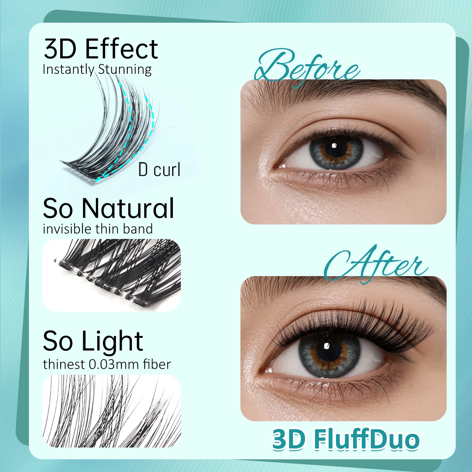 Mscici Natural Spike Design Manga Cluster Lash Kit Waterproof Latex-Free Clear Lash Glue for Sensitive Eyes DlY Anime Eyelashes