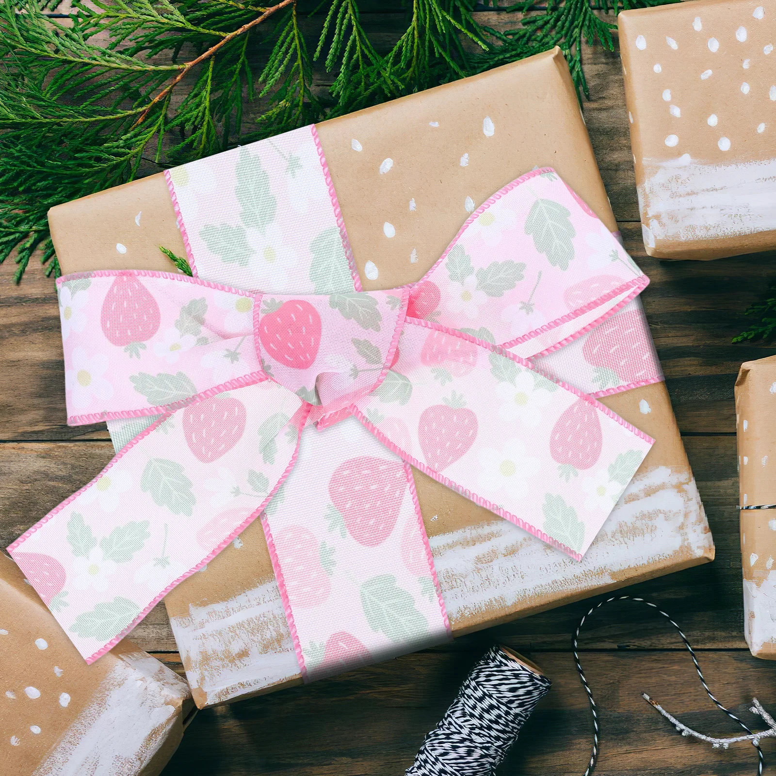 

1 Roll 5 Yards Strawberry Summer Fruit Themed Fabric For Present Wrapping Diy Crafts Party Packing Ribbon Decorative Bow Making
