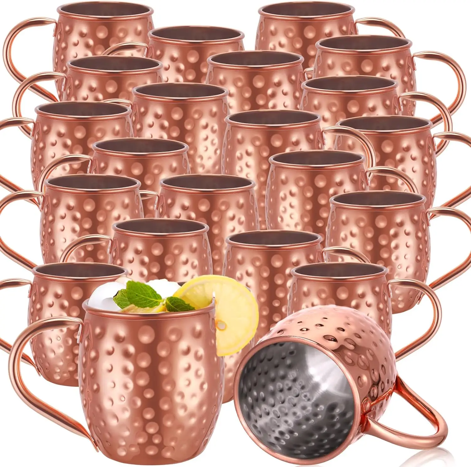 Moscow Mule Mugs 18oz Stainless Steel Hammered Finish Cup Chilled Coffee Mule Mug for Cocktail Wedding Gift