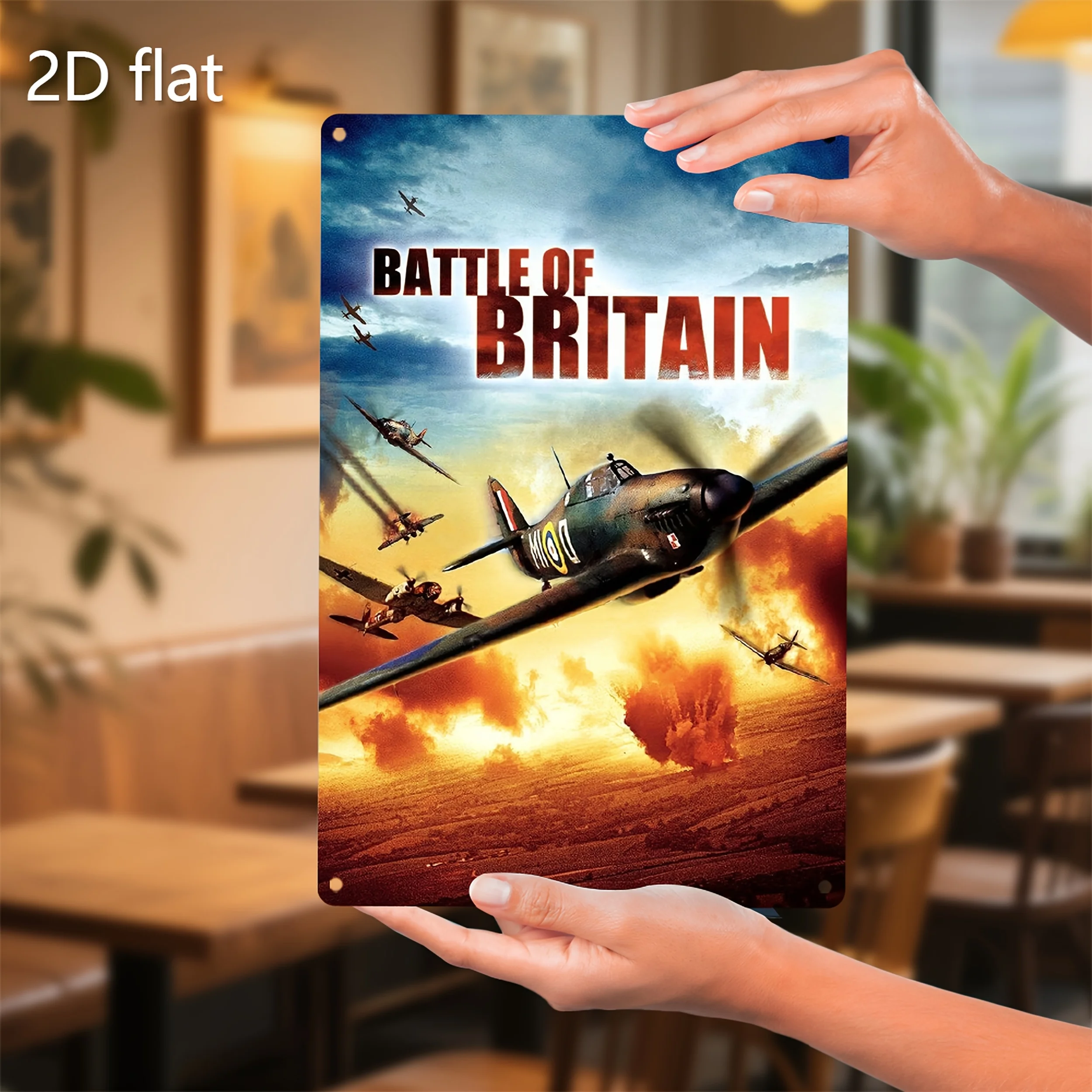Metal Tin Sign, Art Decor, WWII British Air Battle Poster, Easy to Install, 7.87*11.81inch, Indoor/Outdoor Hanging Iron Plate O