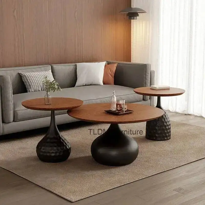 Room Living Round Auxiliar Coffee Mesa Table Solid Side Wood Retro Aesthetic Replica Clear Earring Table Patio Study Furniture