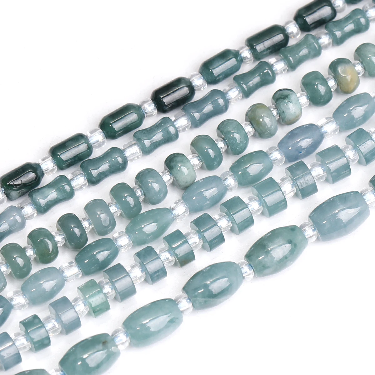 Natural Ice Blue Jade Geometric Loose Beads String DIY Bracelet Necklace Earrings Natural Stone Accessories