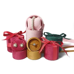 Soft Velvet Bow Ring Box Large Capacity Ribbon Flannelette Box Necklace Ring Jewelry Box Pillow Packing Case
