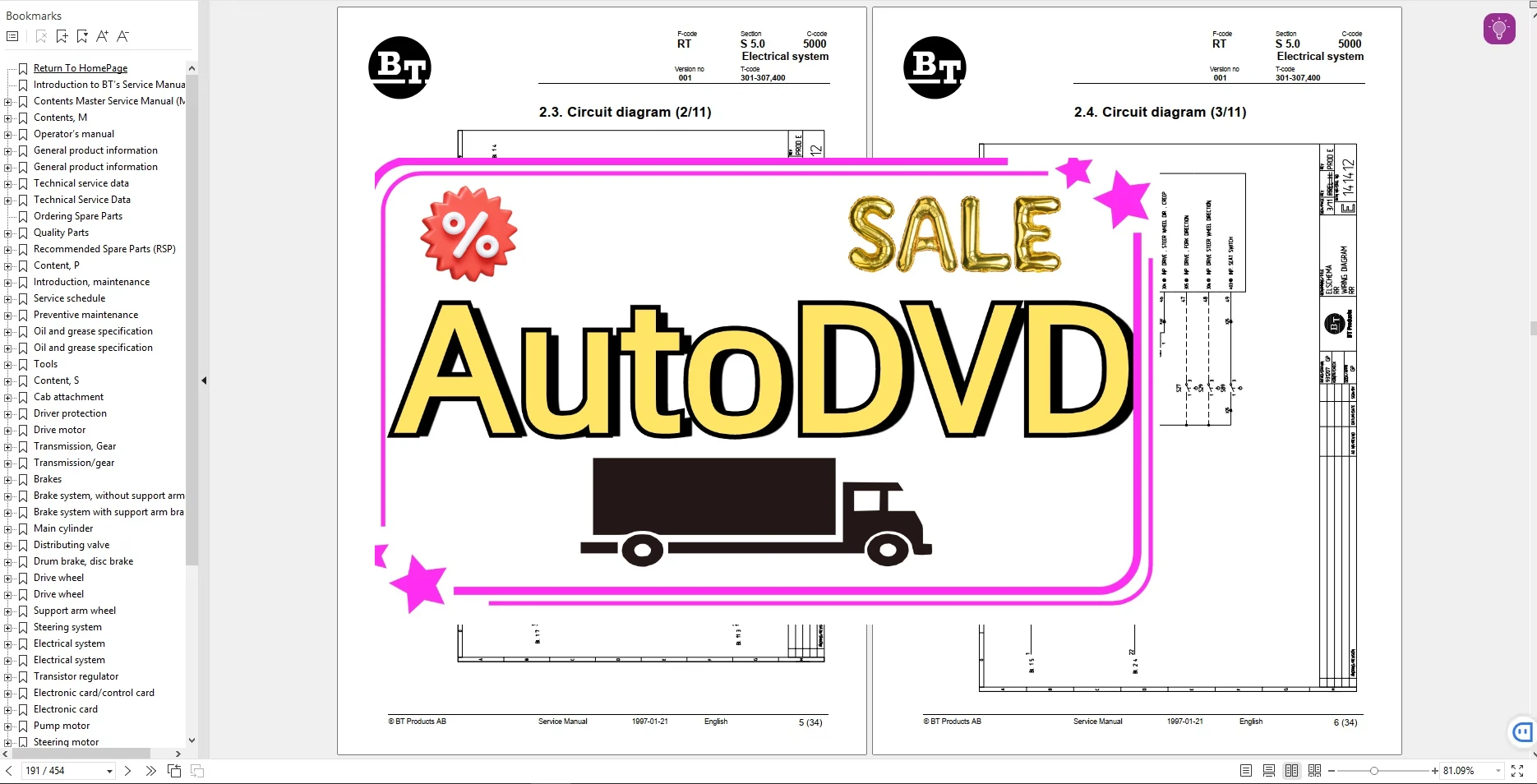 

Вилочный погрузчик AutoDVD BT 3,13 ГБ Сервисные детали для PDF и руководства оператора DVD