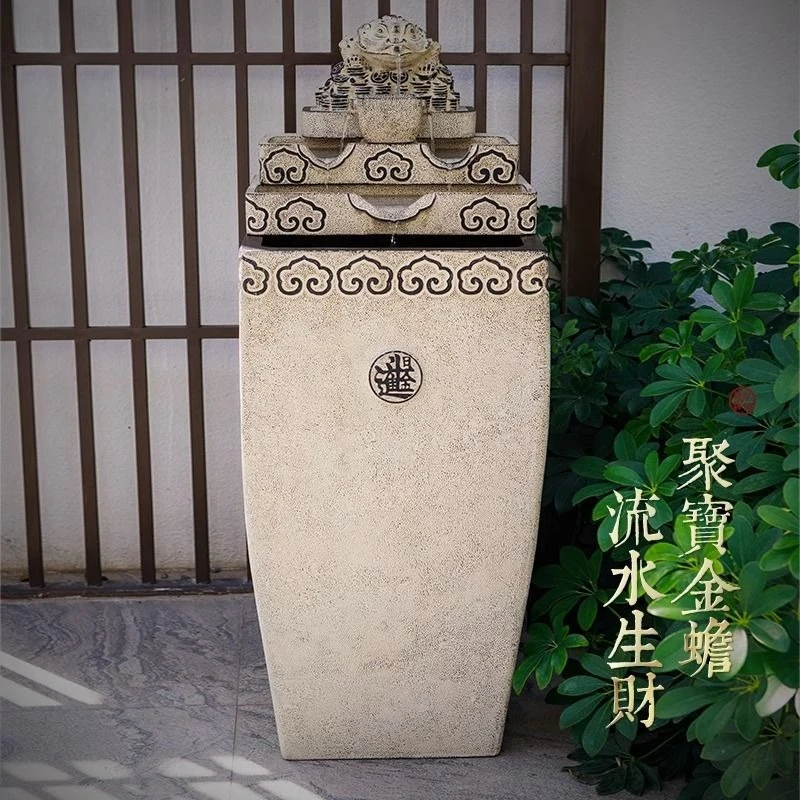 Big golden toad floor-to-ceiling flowing water ornament fountain living room tea room lucky landscape