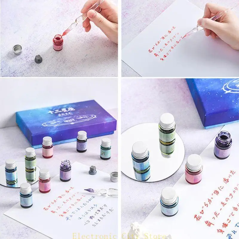 

12 Pcs Colored for Calligraphy Pens Dip Pen Beginner Calligraphy Drawing Set HU8D