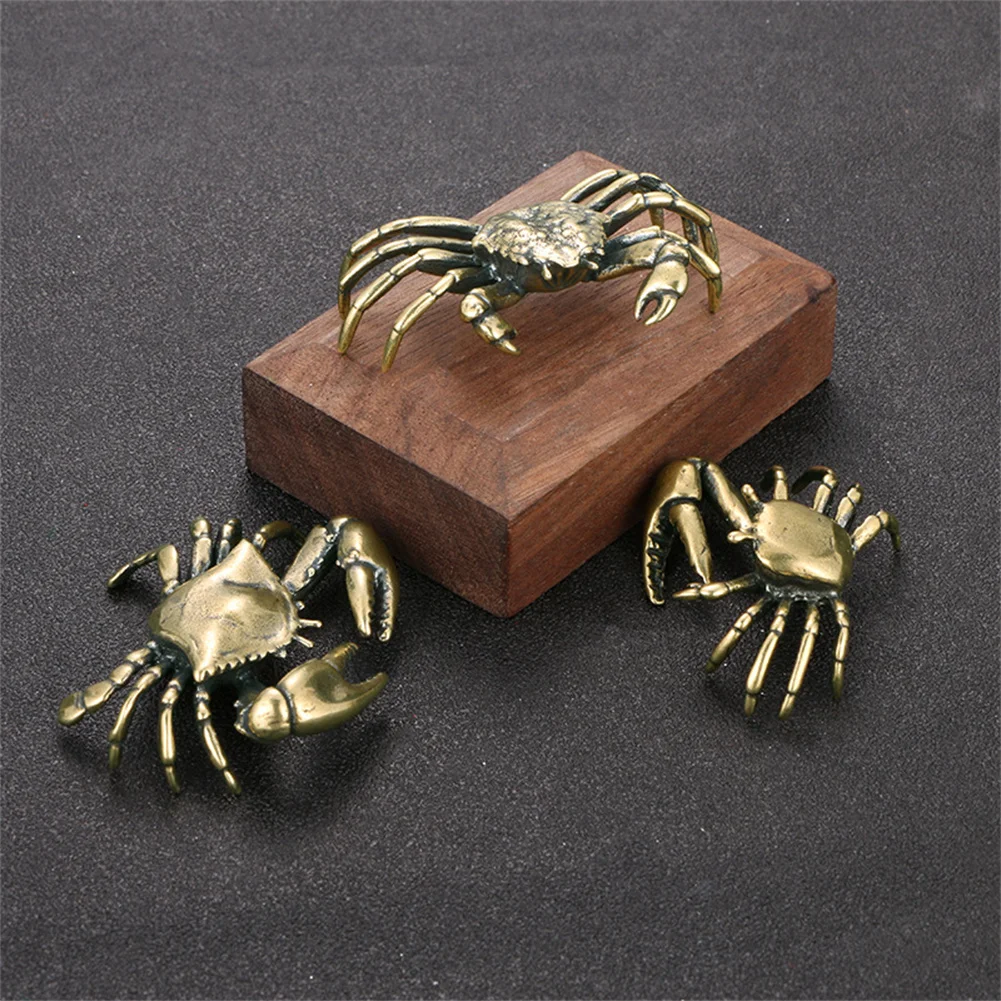 Pure Copper Crab Ornaments Brass Crab Crafts Crab Figurine Decoration Animal Statue Ornament Room Table Desktop Home Decoration