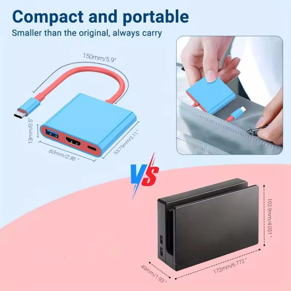 Picture 6: PD100W Game Docking Station For Nintendo Switch/ OLED Support TV Dock Mode USB-C to 4K HDTV Hub For Steam Deck Phone iPad Laptop