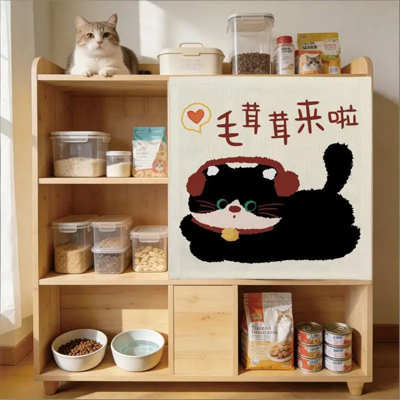 VIKAMA Cat House Curtain Cat Bedroom Decor Cute Cat Tent Privacy Shield Anti-Scratch Door Curtain Pet Supplies