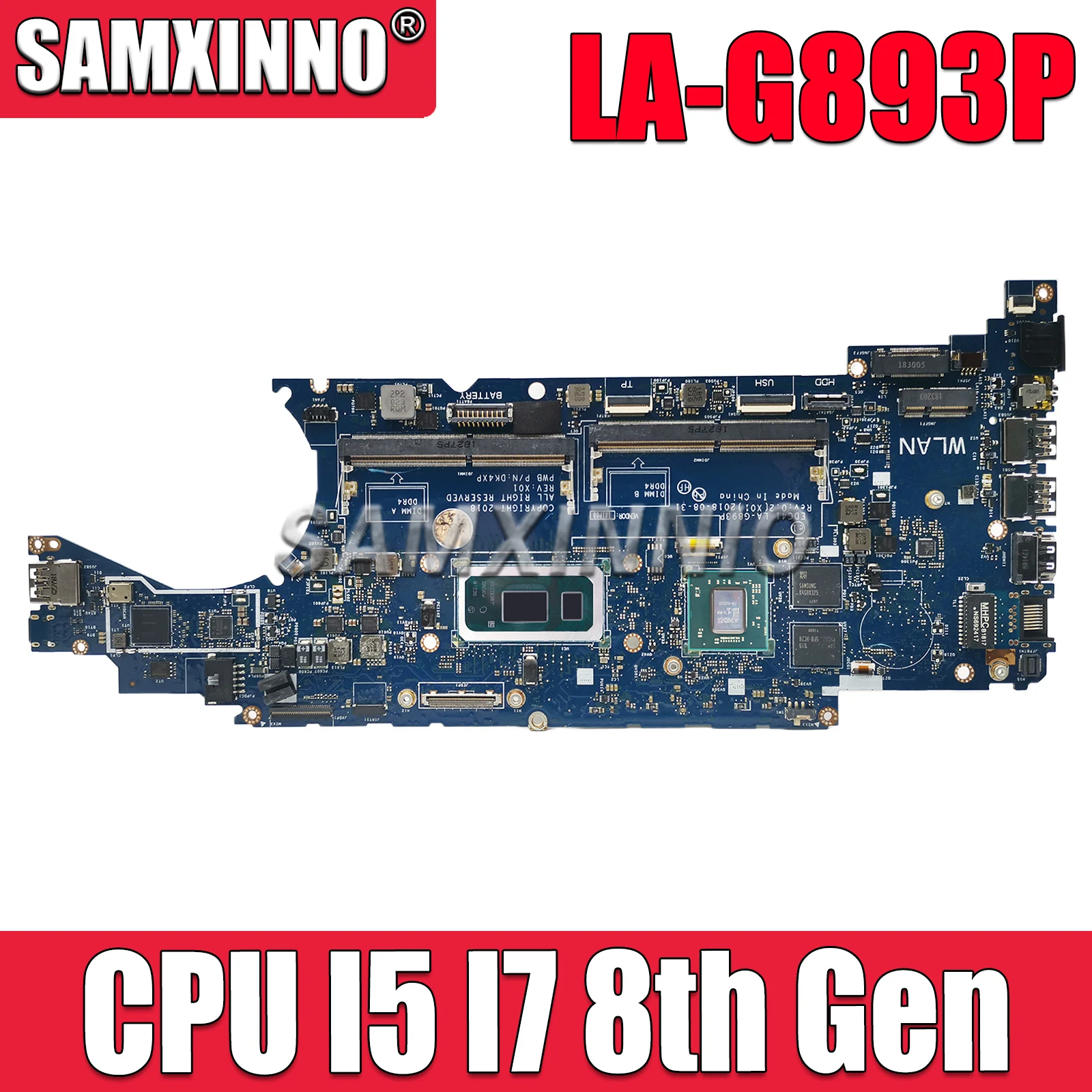 

SAMXINNO LA-G893P mainboar For DELL Latitude 5400 Motherboard i5-8265U i7-8665U DDR4 AMD Radeon 216-0923020 CN-08MM5T 0NG2GF