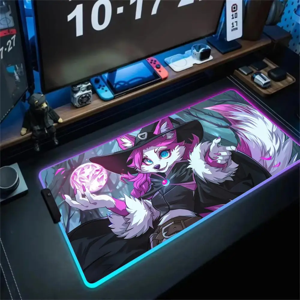 

Коврик для мыши RGB Волшебные шарики и игровой коврик с милыми животными, резиновый противоскользящий настольный коврик со светодиодной подсветкой, игровая клавиатура, коврик для мыши, аксессуары для ПК