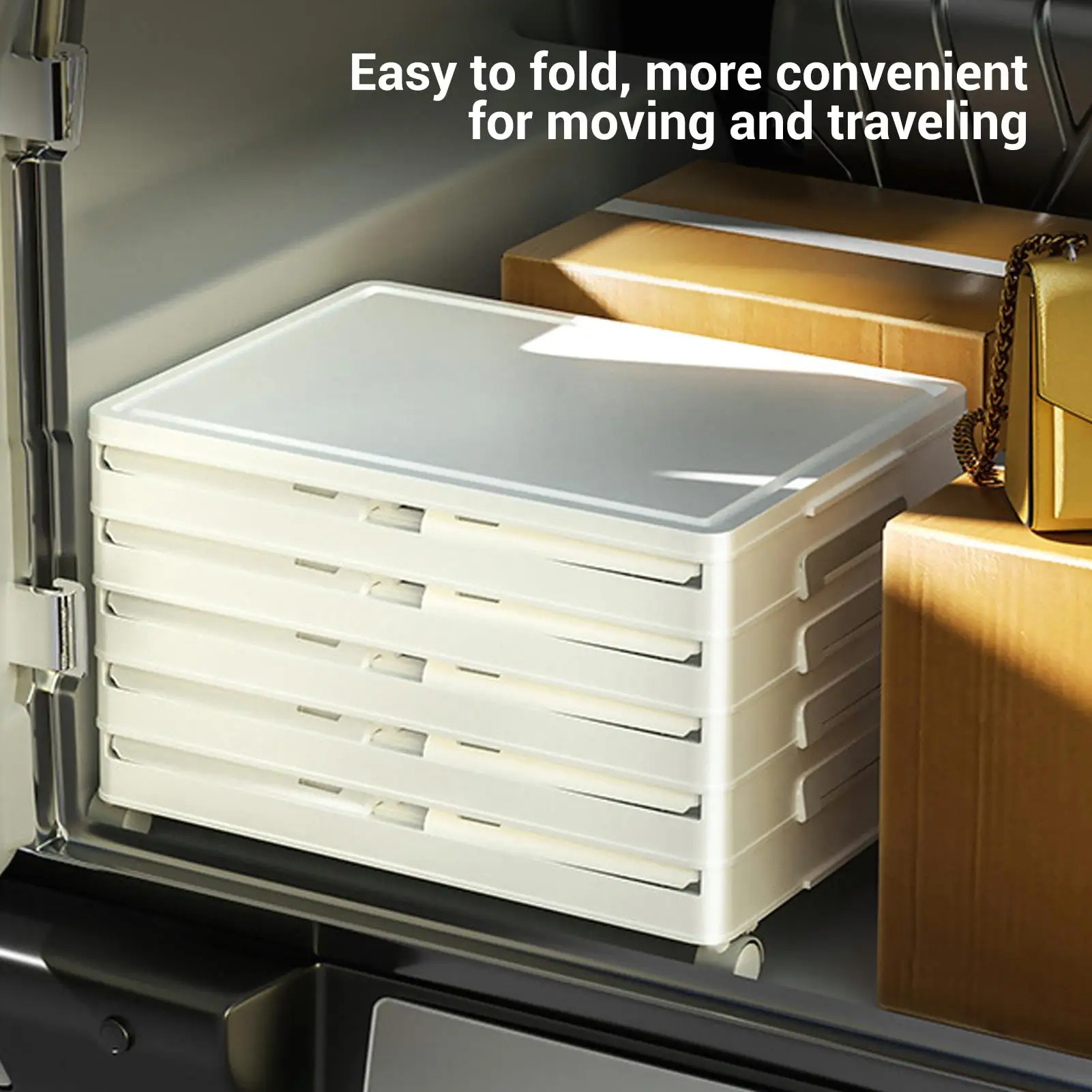 Scatola porta scarpe pieghevole trasparente Organizzatore di grande capacità a 4 strati con ruote per un facile accesso e visualizzazione