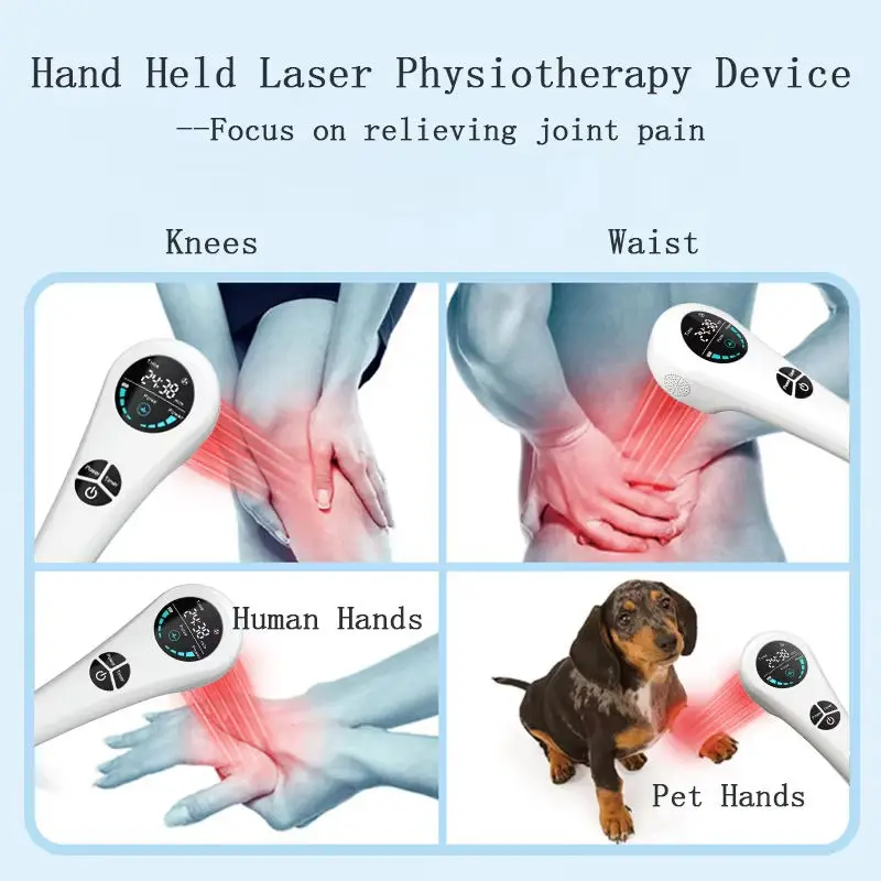 جهاز العلاج بالضوء الأحمر المحمول بالليزر البارد العلاج بالضوء بالأشعة تحت الحمراء القريبة 660 نانومتر و 850 نانومتر معدات الليزر للحيوانات الأليفة علاج الجروح
