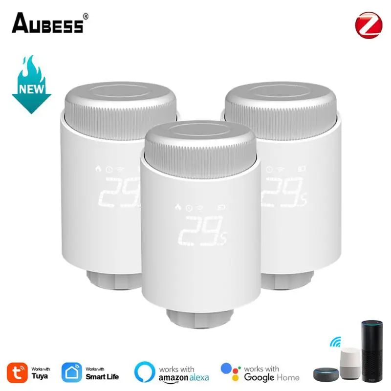 

Умный термостат Aubess Tuya ZigBee, привод радиатора, TRV-клапан, программируемый контроллер температуры, работает с Alexa Google Home
