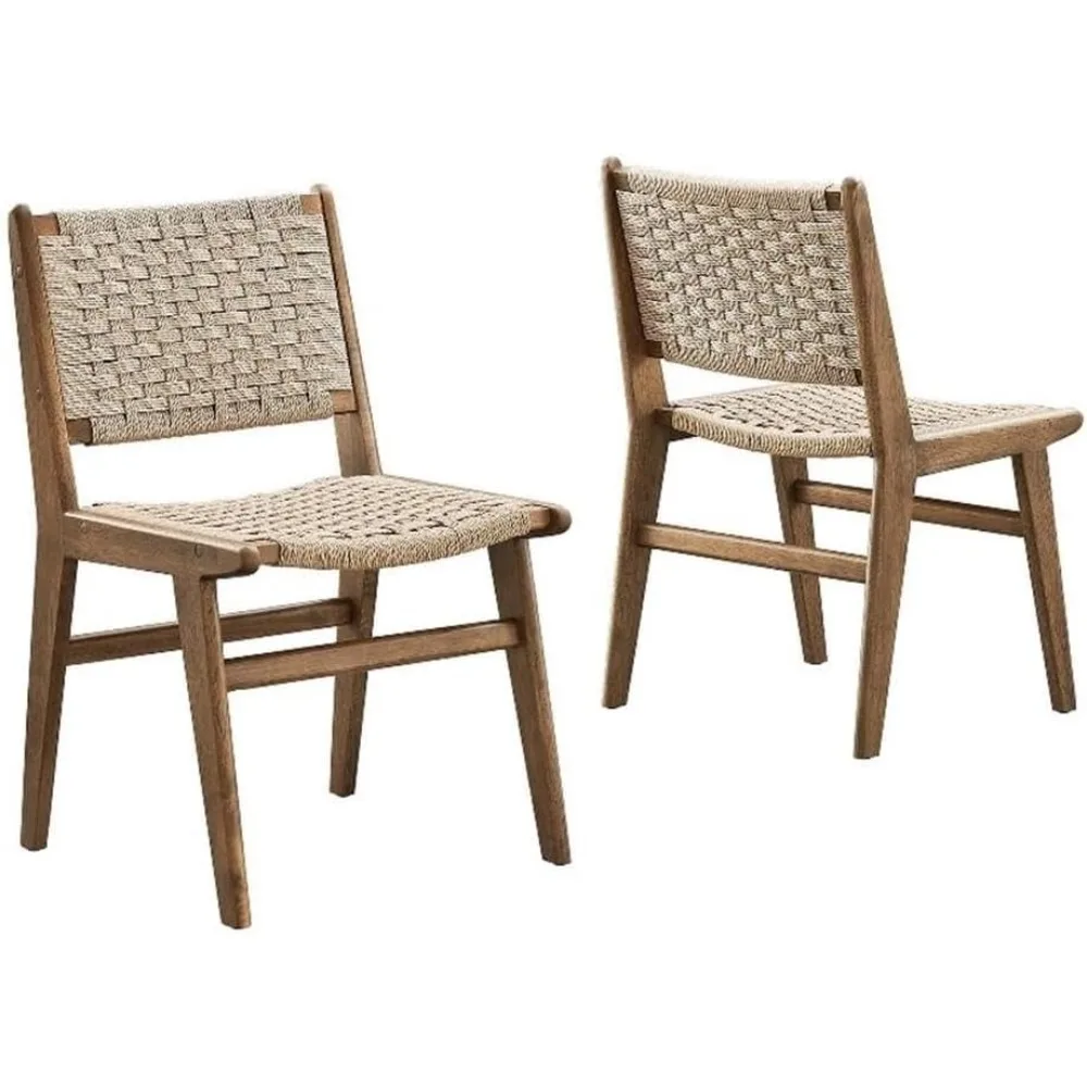 

Saoirse Woven Rope Wood Dining Side Chair in Walnut Natural