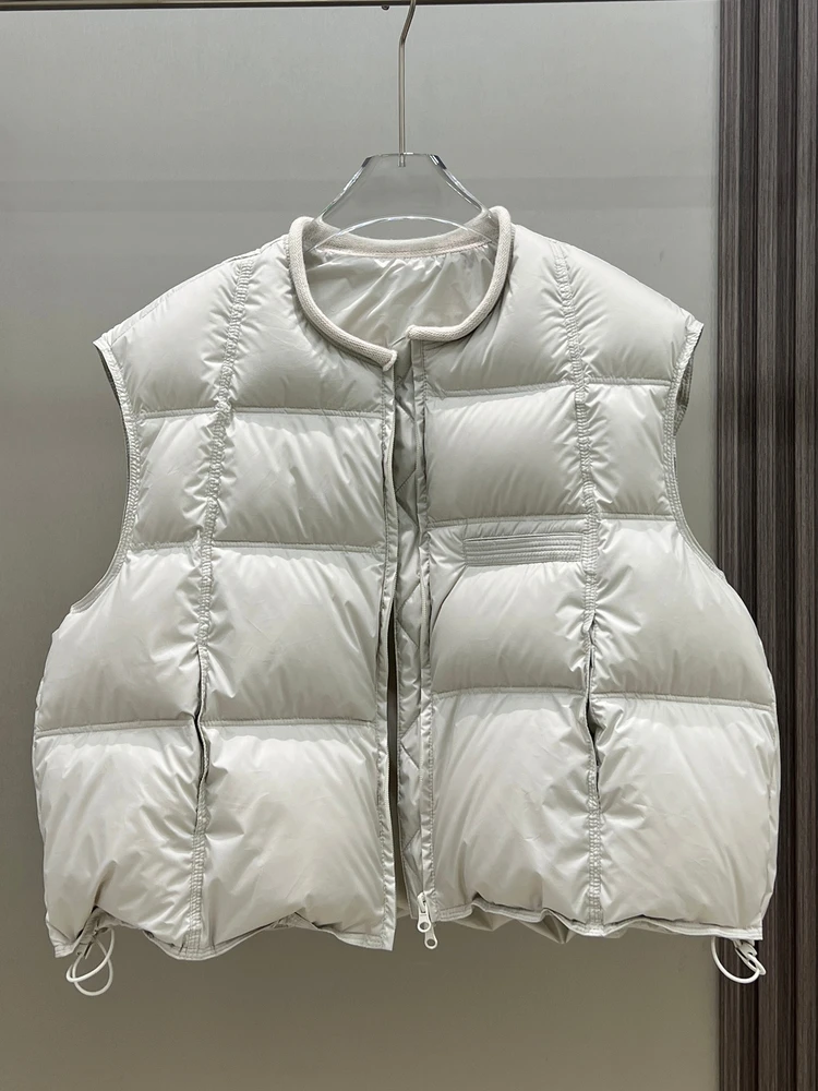 Solto ajuste ort feminino para baixo colete coreano sle xadrez tecido de veludo 90 branco du para baixo calor outerwear outono inverno nova chegada