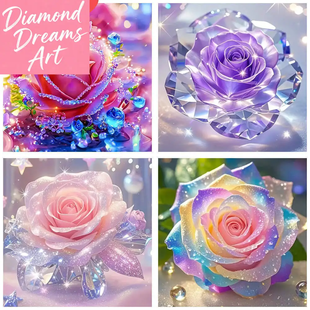 Rahmenlose, Komplette Sets Diamant-Malerei Rosen-Blumen Strass 5D DIY Diamant-Stickerei Blumen-Mosaik Handgemachte Heimdekoration
