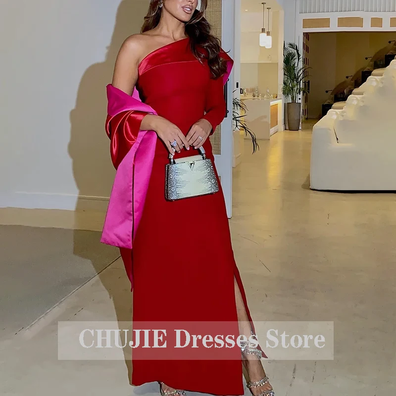 

One Sleeves Evening Dresses With Cape Slit Vestidos De Noite Dubai Saudi Arabic Prom Dress حزب اللباس Birthday Dresses 2025