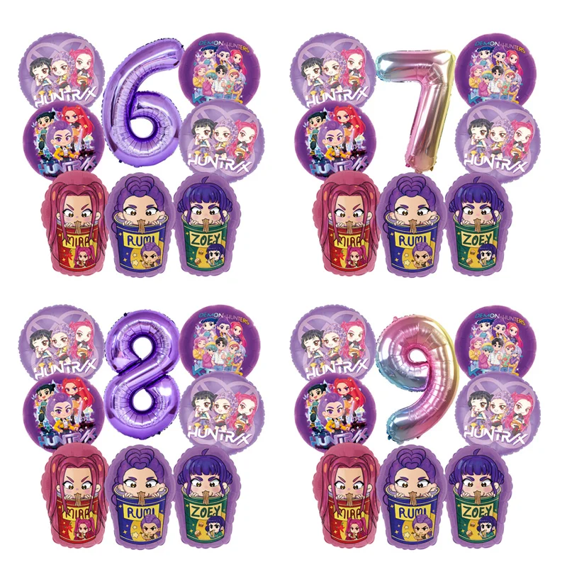 

Набор воздушных шаров с номером «Охотники на демонов» Kpop, аниме для девочек, воздушные шары из алюминиевой фольги, орнамент, аксессуары для детского душа, реквизит для фотосессии, декор, подарок