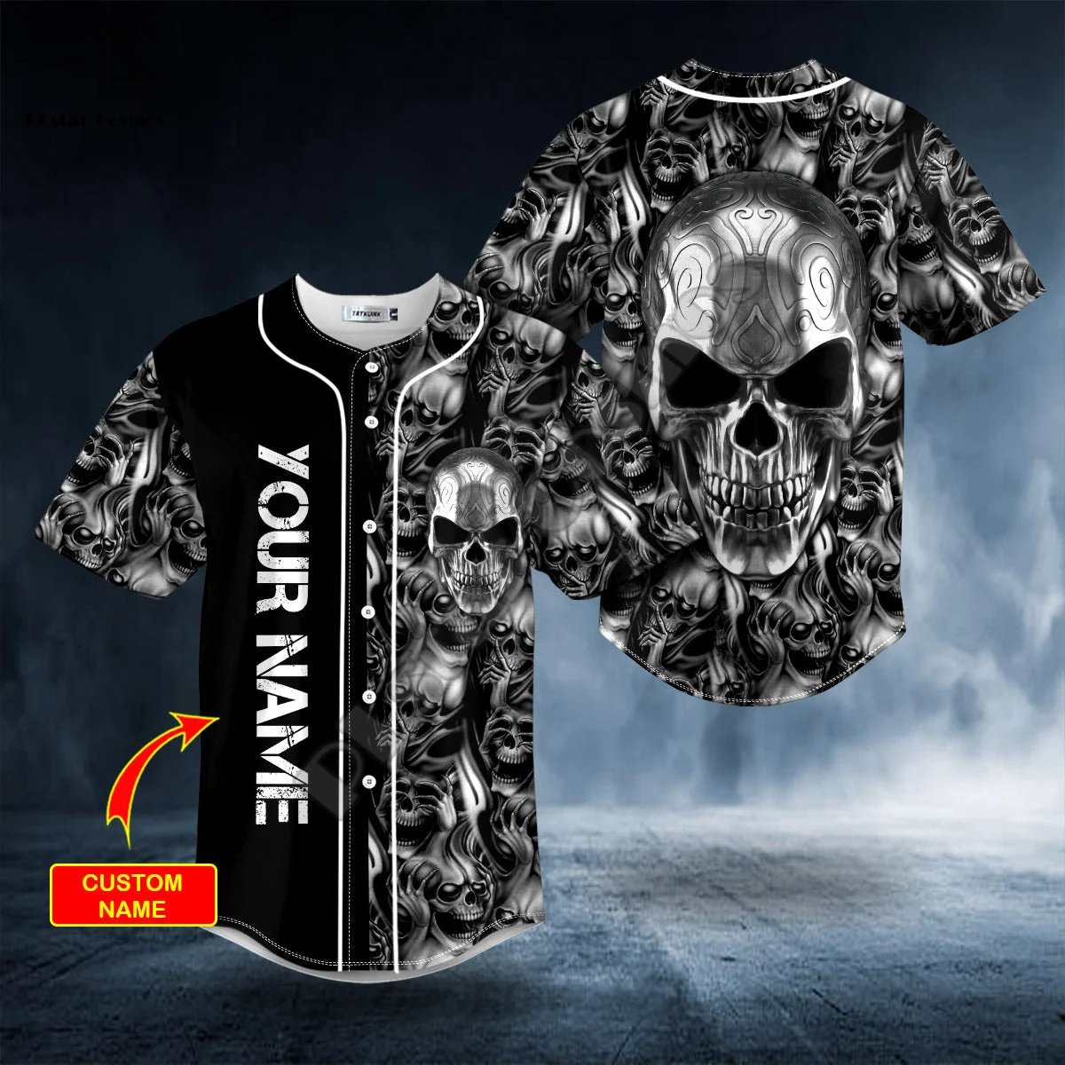 Cosplay Reaper Ghost Gothic Skull Satan Baphomet Devil Retro Tattoo 3DPrint Unisex Summer Baseball Shirts Jersey Short Sleeves 3