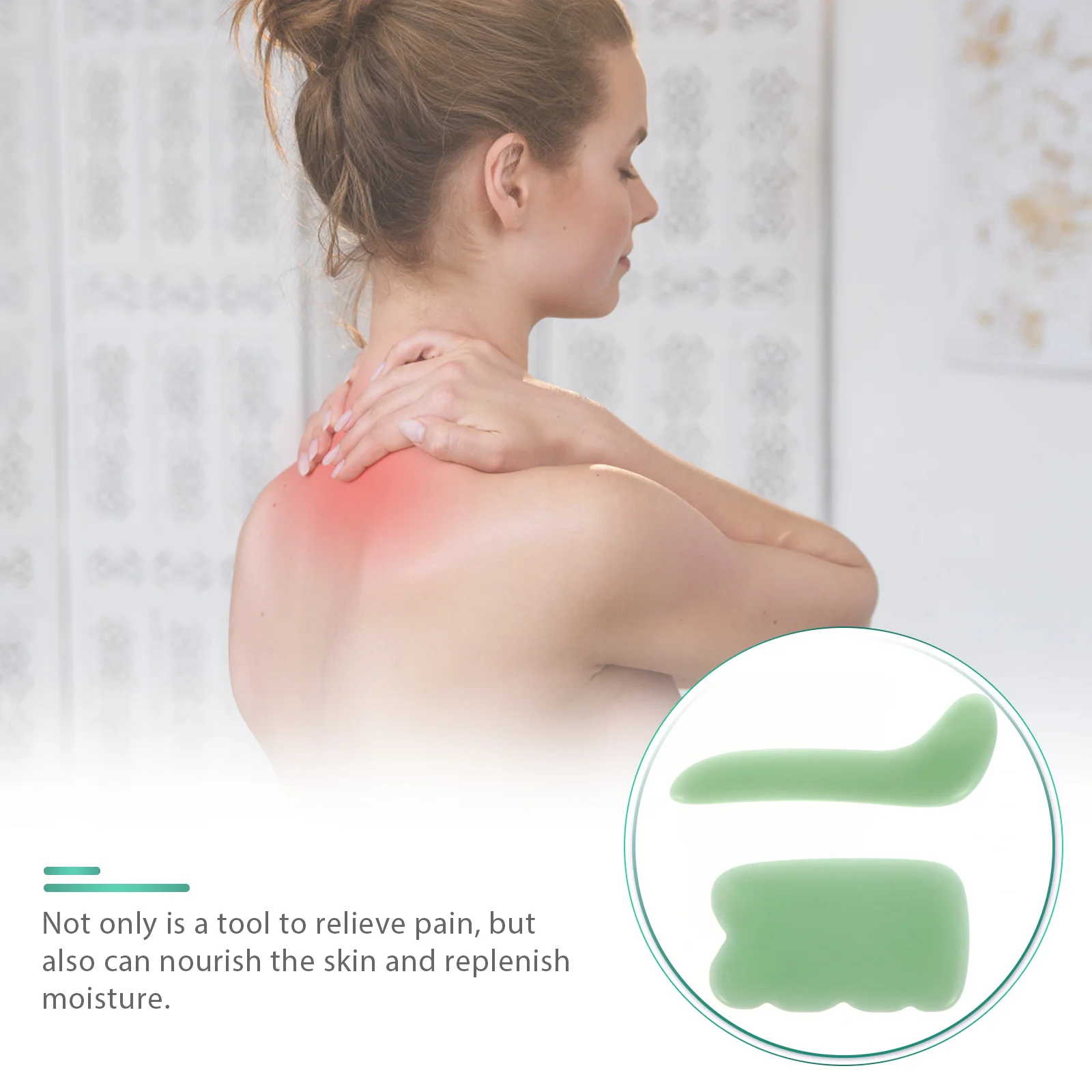 ชุดเครื่องมือกัวซา 1 ชุด ทนทาน คุณภาพสูง ไม้กัวซา ขัดผิว ลดเลือนริ้วรอย ดูแลผิวหน้า พกพาสะดวก ใช้ในบ้าน สีเขียว