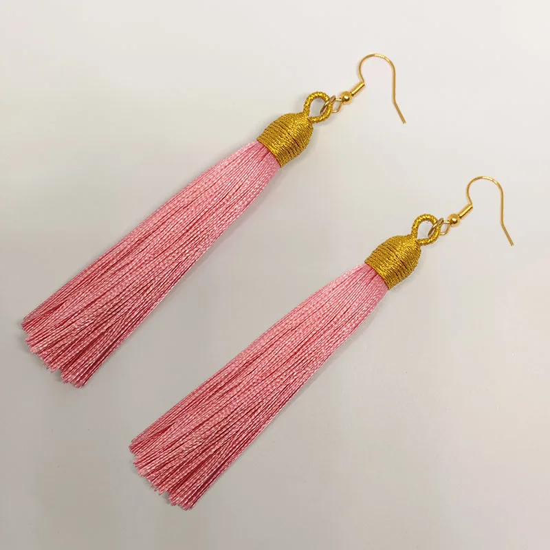 Handmade Tassel Earrings Trendy Bohemian Orange Colorful Long Dangles Vintage Tassel Earrings Women Jewelry