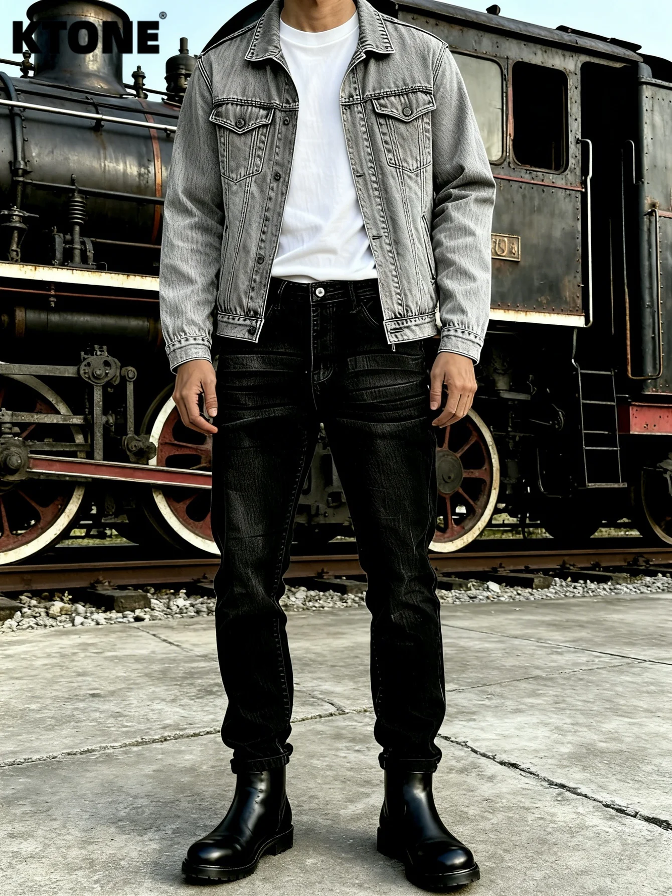 

Contemporary Black Men's Slim Jeans For Man Original Y2K Drip Daily Denim Pants No accessories or belts included