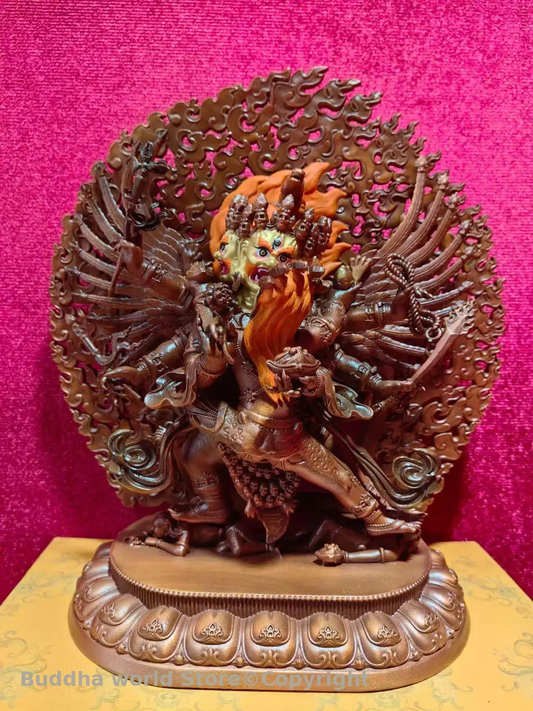 Copper color Hayagriva Haya grtvaavalokite svava Yamantaka buddha statue high quality buddhist family temple buddha worship 15cm