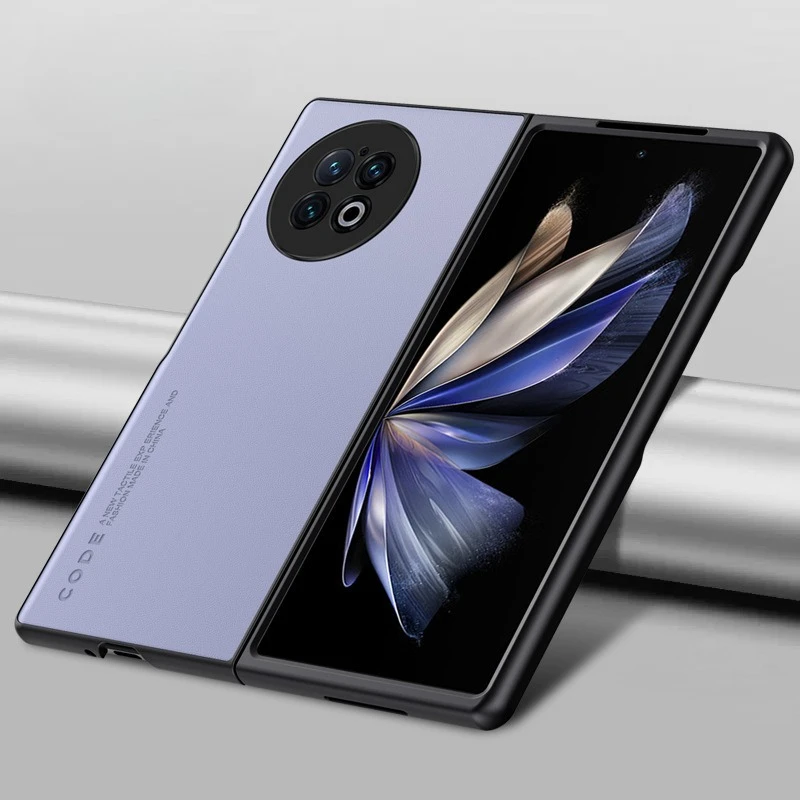 حافظة لهاتف Vivo X Fold5 قابلة للطي لهاتف X Fold 5 FOLD5 XFold5 غطاء حماية من الجلد العادي غطاء خلفي
