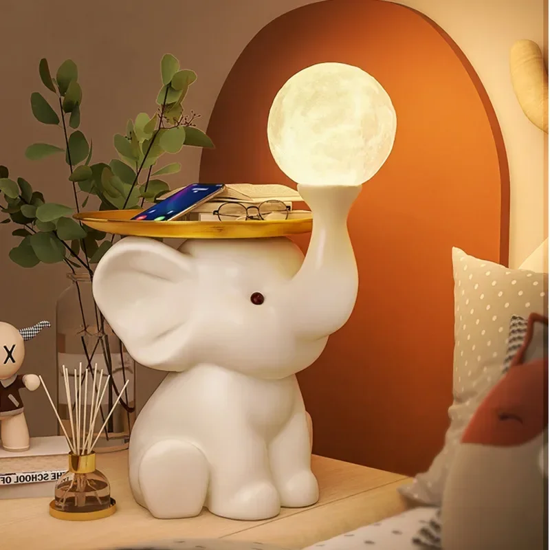 Lovely Elephant Desk Lamp with Storage Tray Children's Room Bedside Lamp Cute Bedroom Lighting Perfect Birthday Gift Home