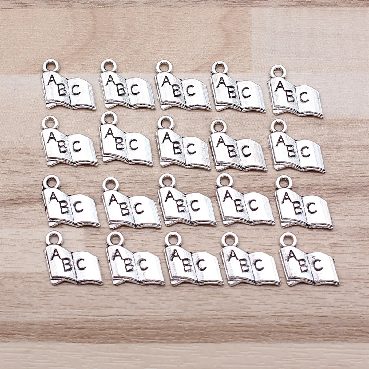 IFOCUS 20pcs/Lot Abc Book Charms For DIY Jewelry Making Zinc Alloy 11x11mm/0.43x0.43inch