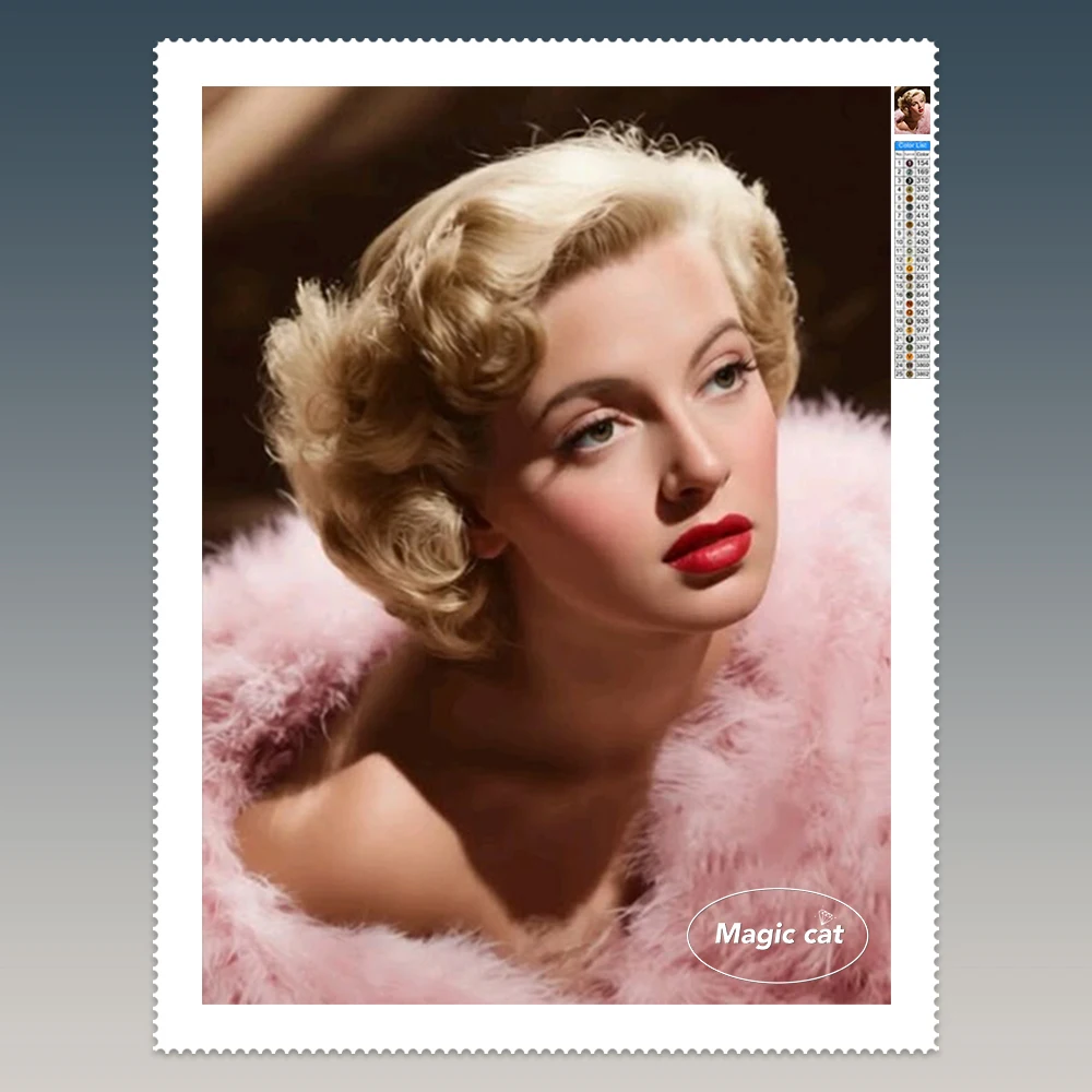 Lana Turner 5D Diy Diamond Painting Beautiful Actress Diamond Embroidery Retro movies poster Living Room Home Wall Decor