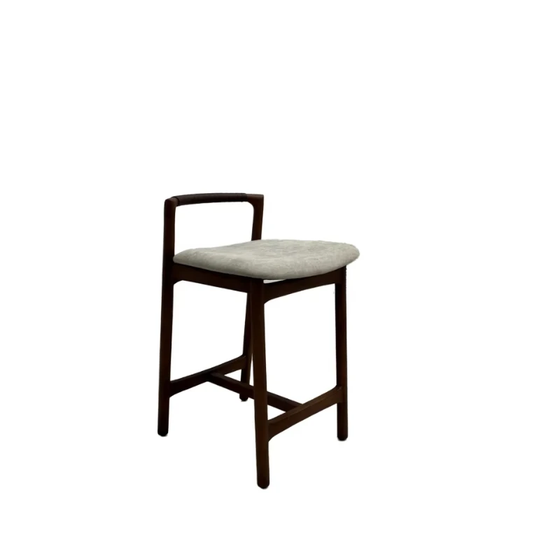 

Modern simple solid wood bar stool with high-back cashier chair for hotels and restaurants