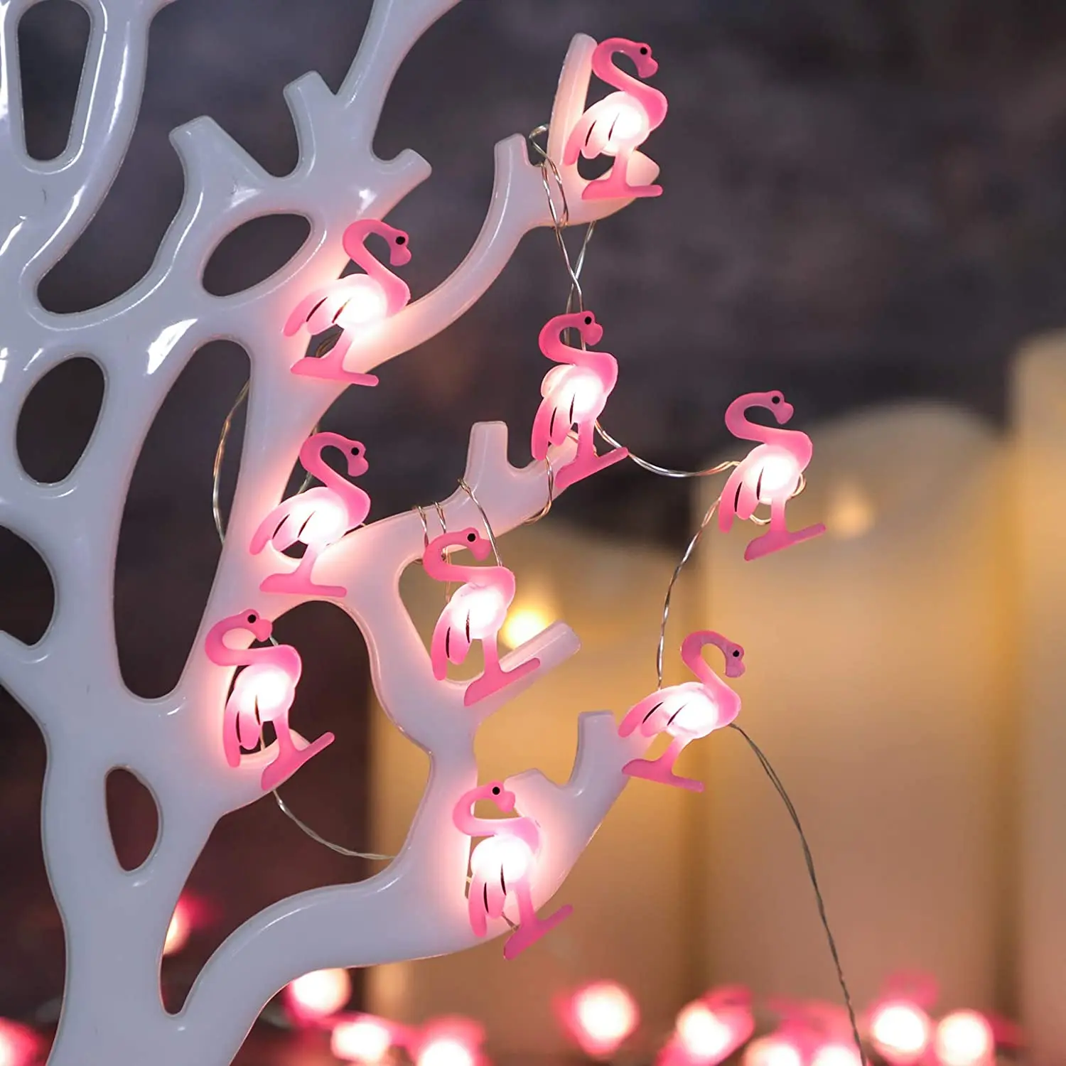 2 Meter Flamingo String Lights Summer Patio Pink Lights String Night Lights for Baby Room Birthday Party Decoration Hawaii Decor